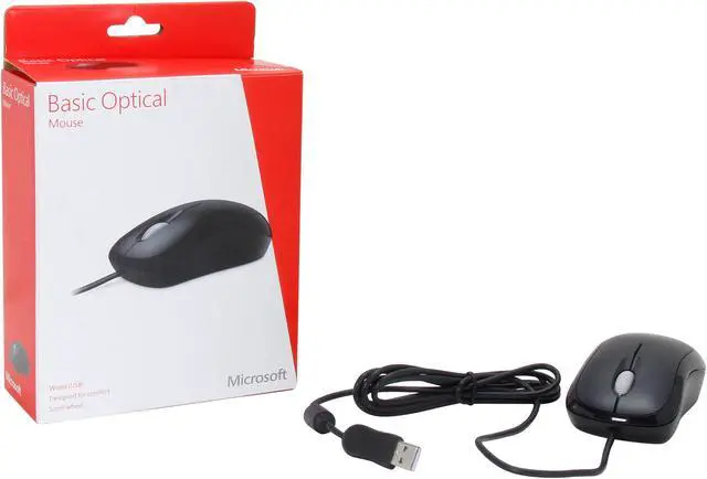 Alt view image 4 of 4 - Microsoft Basic Optical Mouse - Black (P58-00061)