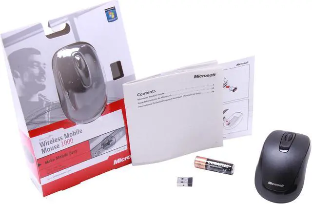 Alt view image 6 of 6 - Microsoft Wireless Mobile Mouse 1000 2CF-00021 Black 3 Buttons 1 x Wheel USB RF Wireless Optical Mouse