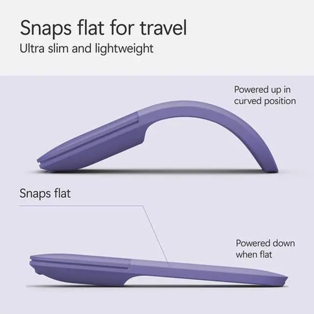 Alt view image 5 of 9 - Microsoft - Surface Arc Bluetooth BlueTrack Ambidextrous Mouse - Wireless - Violet
