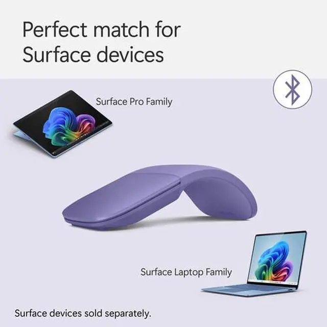 Alt view image 6 of 9 - Microsoft - Surface Arc Bluetooth BlueTrack Ambidextrous Mouse - Wireless - Violet