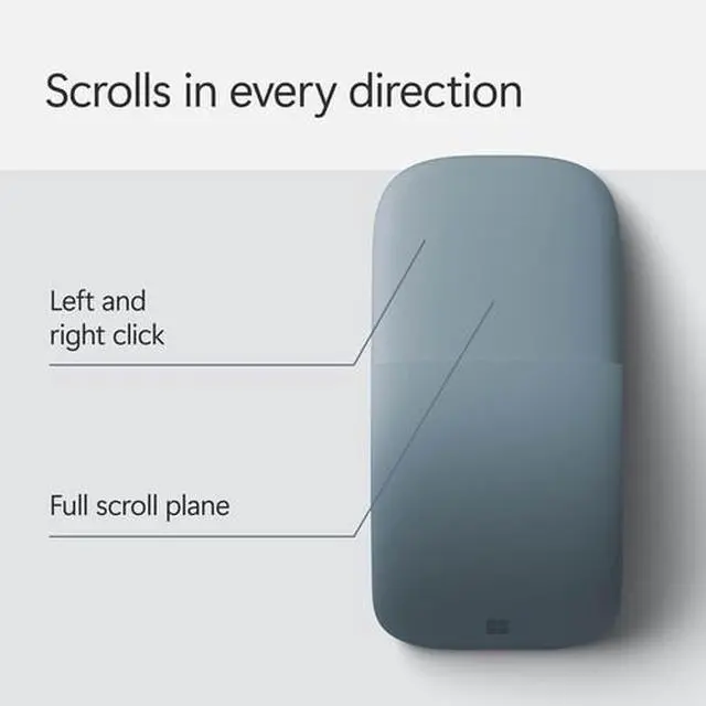 Alt view image 4 of 9 - Microsoft - Surface Arc Bluetooth BlueTrack Ambidextrous Mouse - Wireless - Ocean Blue