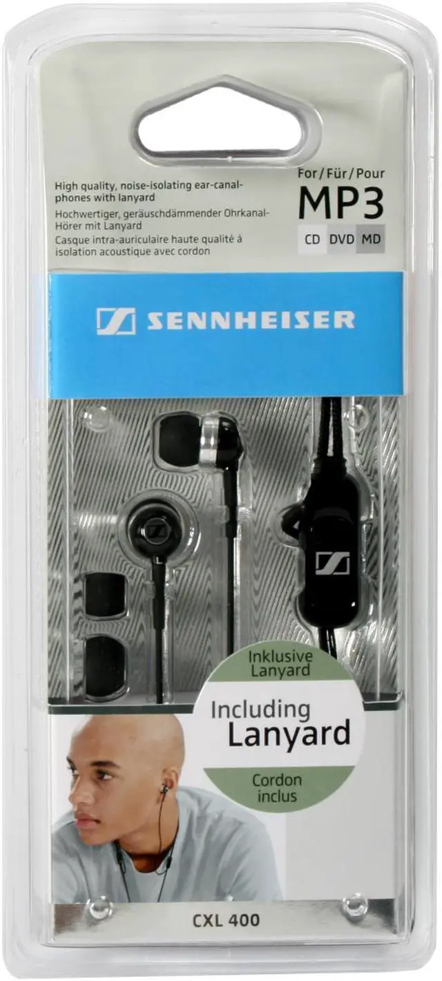 Alt view image 4 of 4 - Sennheiser Black CXL400 Black 3.5mm Gold-Plated Connector Canal Lanyard Headphone