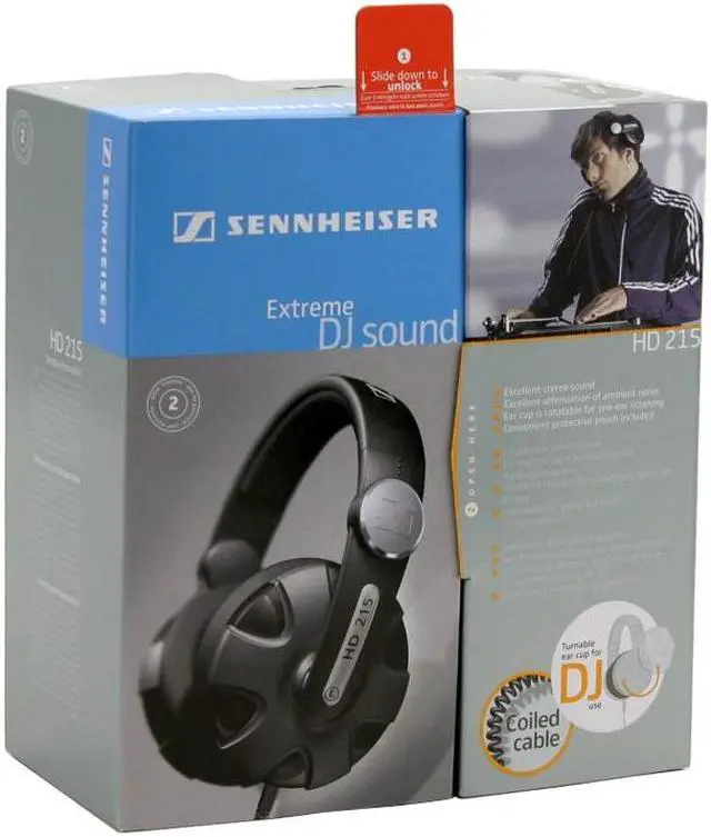 Alt view image 6 of 6 - Sennheiser HD215 3.5mm/ 6.3mm Connector Circumaural Dynamic DJ Headphone