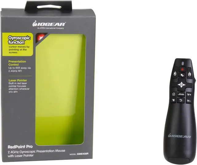 Alt view image 5 of 5 - IOGEAR GME430R Red Point Pro 2.4GHz Gyroscopic Presentation Mouse with Laser Pointer