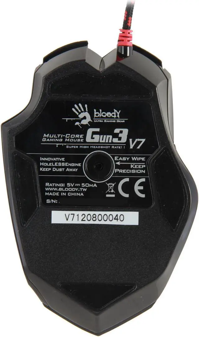 Alt view image 4 of 5 - A4Tech v7 Black 7 Buttons 1 x Wheel USB Wired Optical Gaming Mouse