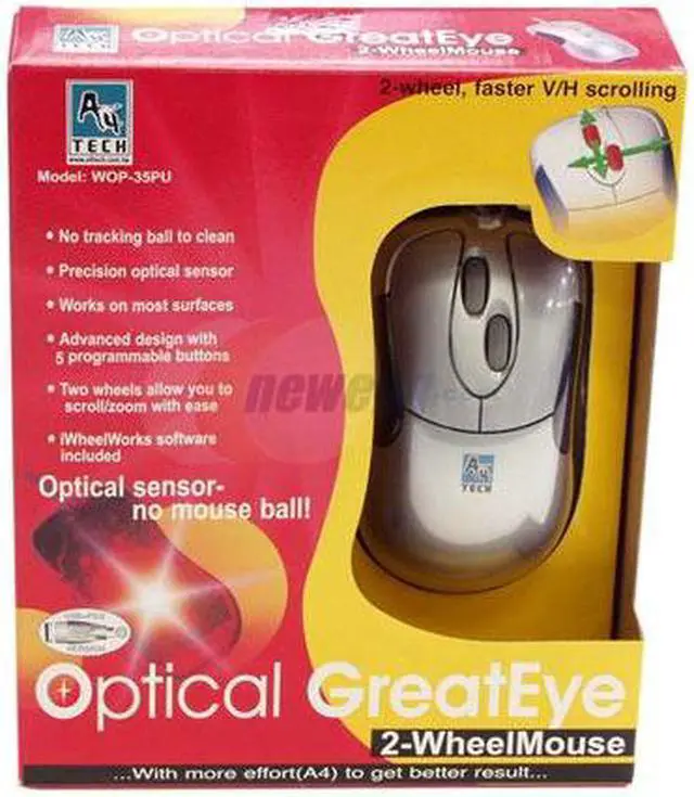 Alt view image 4 of 4 - A4Tech WOP-35 Silver 5 Buttons 2 x Wheels USB or PS/2 Optical Mouse