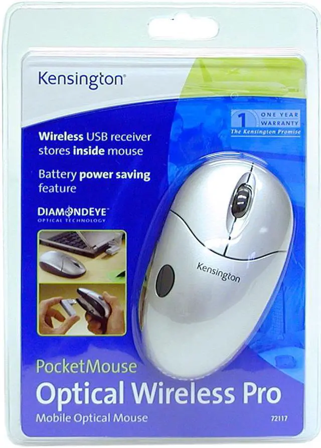 Main image of Kensington PocketMouse Pro Wireless 72117 Silver 3 Buttons 1 x Wheel RF Wireless Optical Mouse