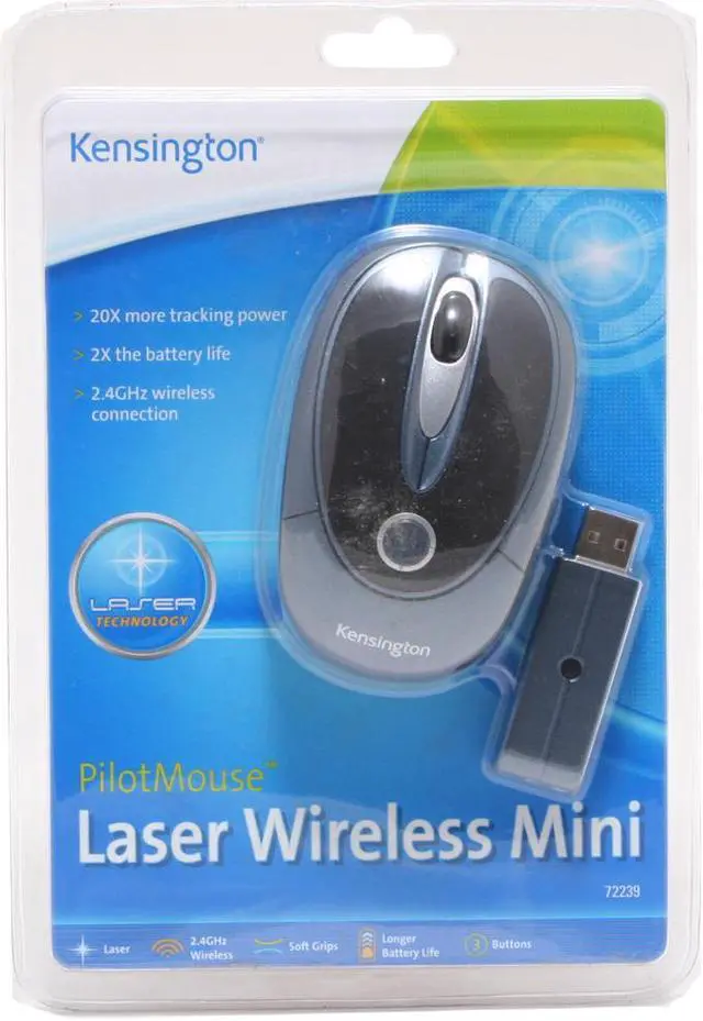 Alt view image 5 of 5 - Kensington PilotMouse 72239 Blue/Black 3 Buttons 1 x Wheel RF Wireless Laser Mini