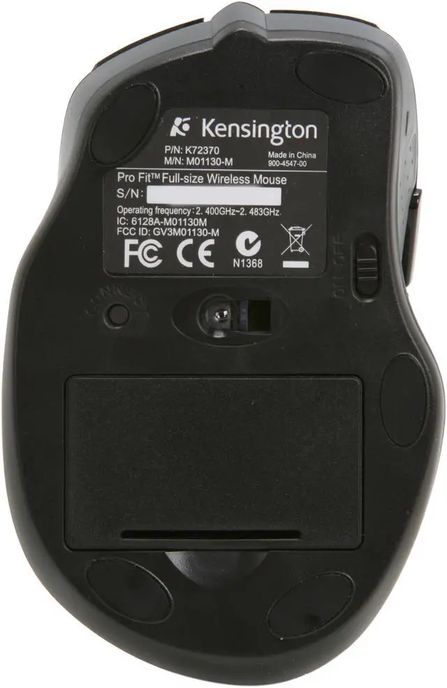 Alt view image 4 of 5 - Kensington Pro Fit Full Sized Mouse K72370US Black USB RF Wireless Optical Pro Fit Full Sized Mouse