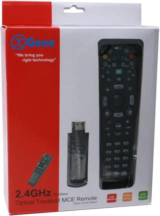 Alt view image 7 of 7 - X-Gene 01034 Black 2.4 GHz Wireless MCE Remote Control w/ Optical Trackball