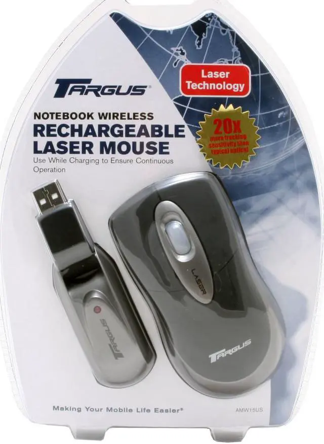 Alt view image 4 of 4 - Targus Notebook Wireless AMW15US Black/Silver 3 Buttons 1 x Wheel RF Wireless Laser Mouse