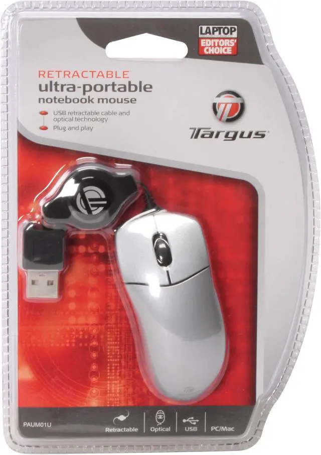 Alt view image 10 of 10 - Targus PAUM01U Silver 3 Buttons 1 x Wheel USB Wired Optical Ultra Mini Retractable Mouse