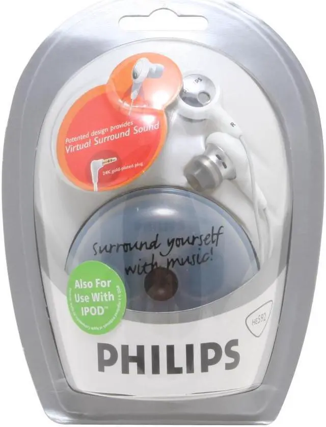 Alt view image 2 of 2 - PHILIPS HE592 3.5mm Connector Canal Headphone White
