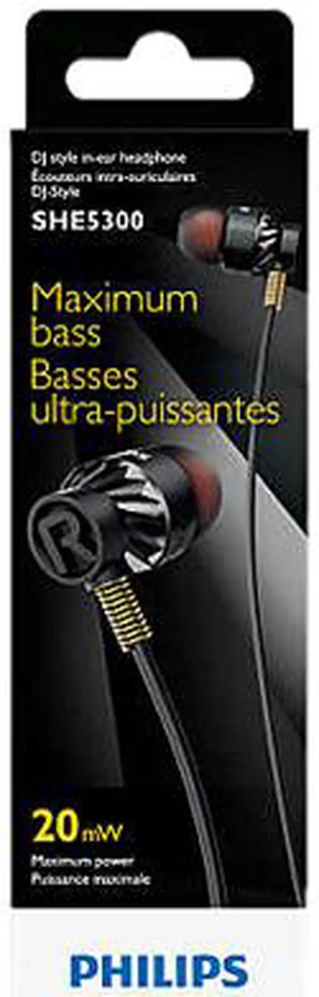 Alt view image 4 of 5 - PHILIPS SHE5300BK/27 Metallic "Powerful Bass" In Ear Headphones, Black
