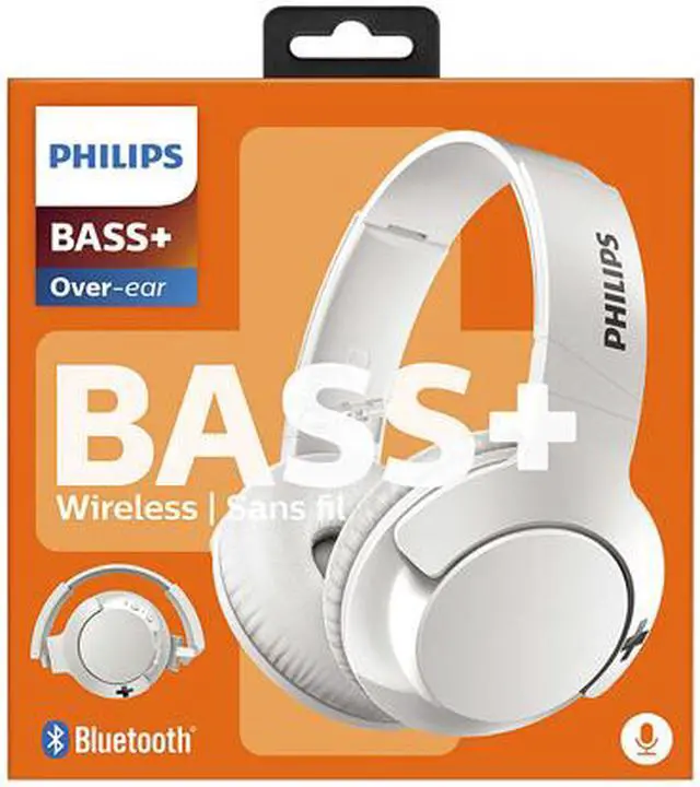 Alt view image 7 of 8 - Philips SHB3175WT BASS+ Wireless Bluetooth Closed-Back Over-Ear Headphones with Mic - White