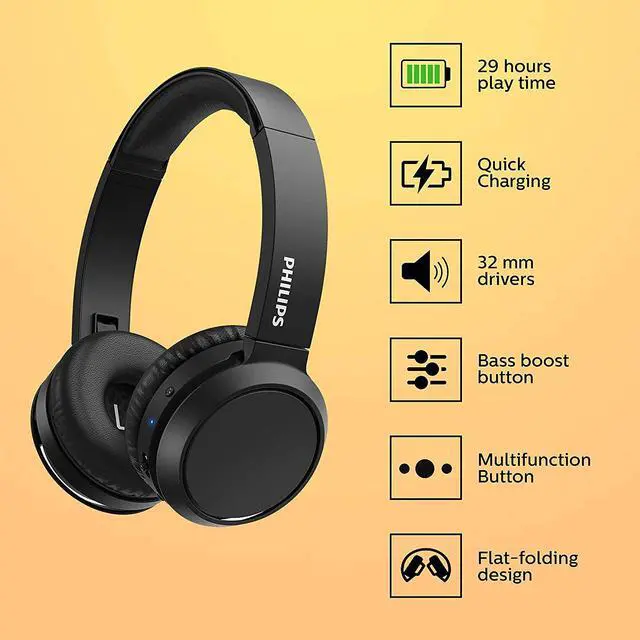 Alt view image 12 of 12 - PHILIPS Black TAH4205BK/00 On-ear Wireless Headphones