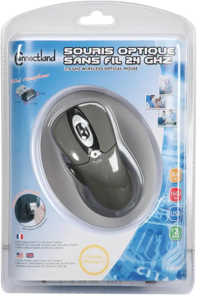 Alt view image 6 of 6 - Connectland CL-MOU23008 5 Buttons 1 x Wheel USB 2.4 GHz Wireless Optical Mouse