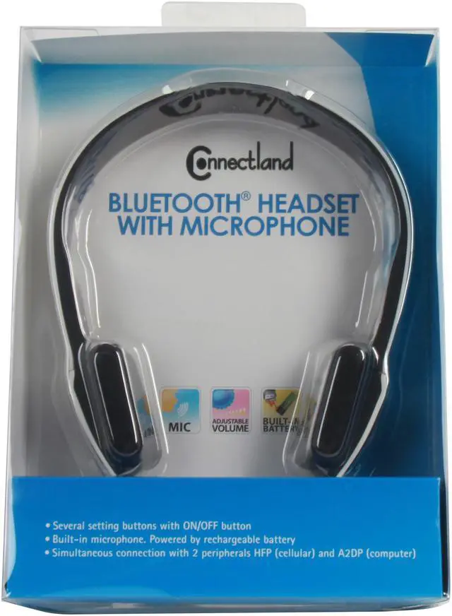 Alt view image 8 of 8 - ConnectLand Black/White CL-AUD23029 Supra-aural Bluetooth v2.1 EDR Stereo Headset with Microphone - White/Black