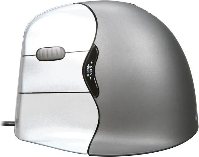 Alt view image 2 of 6 - Evoluent VM4L Silver/Black 1 x Wheel USB Wired Laser Vertical Mouse Left Handed