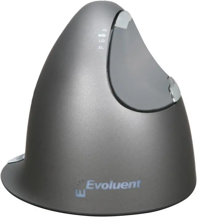 Alt view image 3 of 6 - Evoluent VM4L Silver/Black 1 x Wheel USB Wired Laser Vertical Mouse Left Handed
