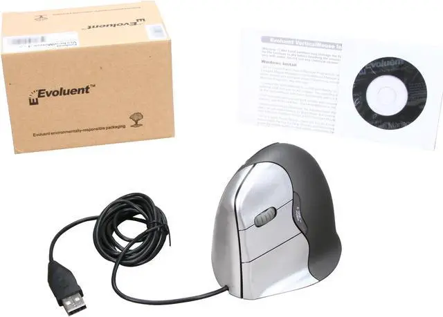 Alt view image 6 of 6 - Evoluent VM4L Silver/Black 1 x Wheel USB Wired Laser Vertical Mouse Left Handed