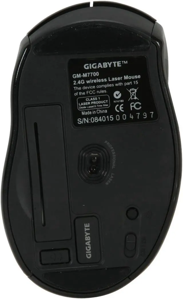 Alt view image 6 of 8 - GIGABYTE M7700 GM-M7700 Noble Black Tilt Wheel USB RF Wireless Laser Mouse