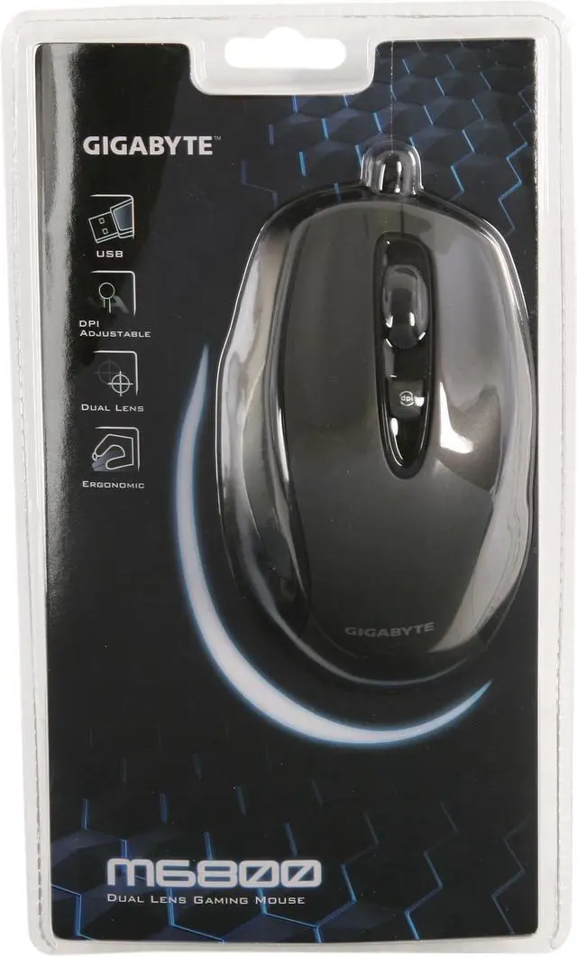 Alt view image 4 of 4 - GIGABYTE M6800 GM-M6800 Noble Black 4 Buttons 1 x Wheel USB Wired Optical Gaming Mouse