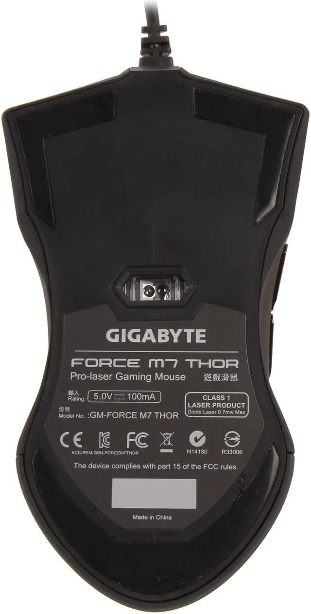 Alt view image 5 of 5 - GIGABYTE GM-FORCE M7 THOR Black 5 Buttons 1 x Wheel USB Wired Laser Gaming Mouse