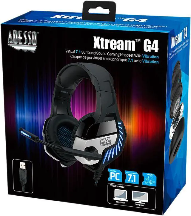 Alt view image 9 of 9 - Adesso Virtual 7.1 Surround Sound Gaming Headphone/Headset with Vibration
