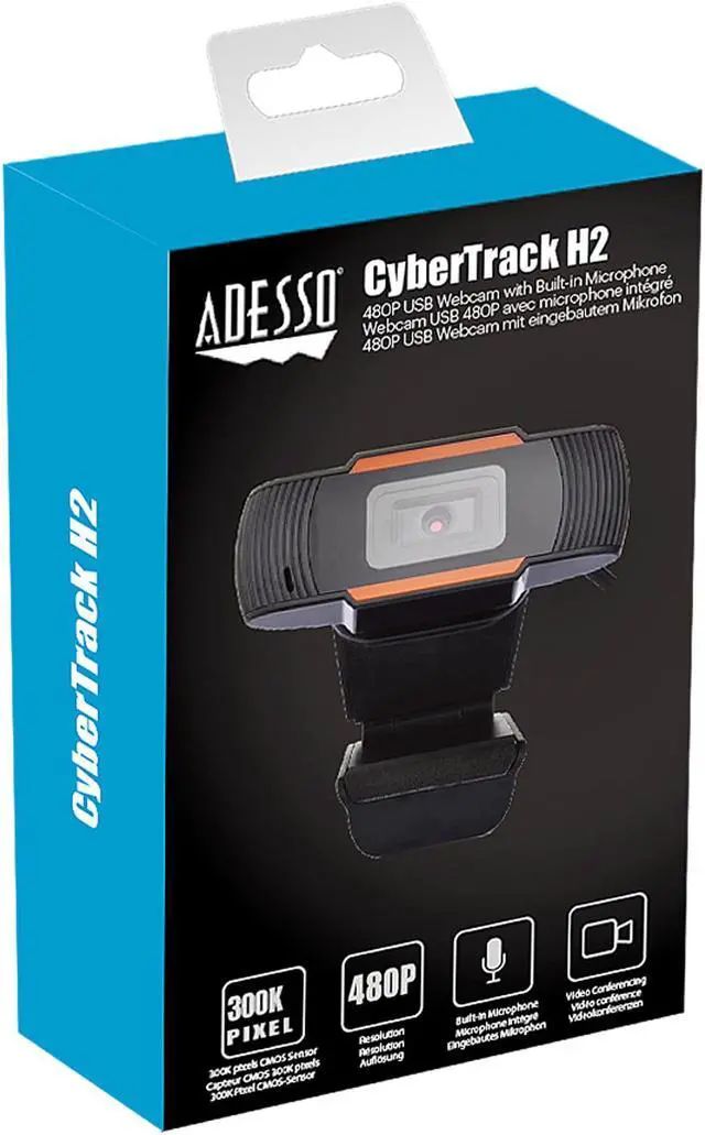 Alt view image 8 of 8 - Adesso CYBERTRACK H2 CyberTrack H2 USB WebCam with Built-in Microphone
