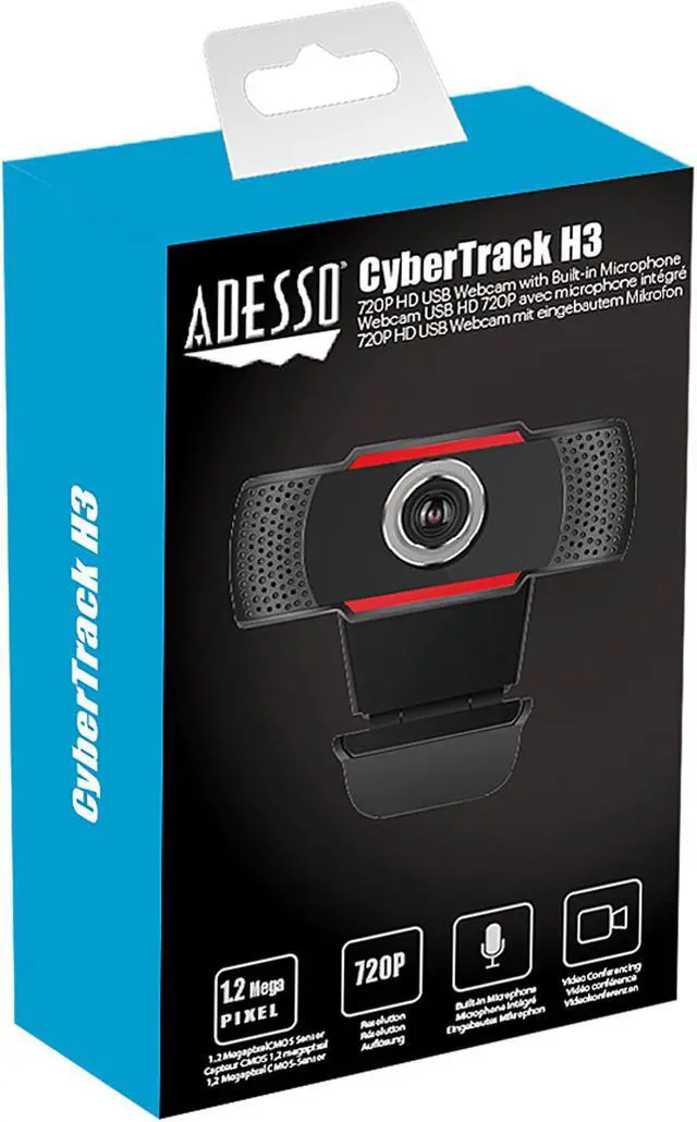 Alt view image 9 of 9 - Adesso CYBERTRACK H3 2.0 M Effective Pixels USB WebCam with Built-in Microphone