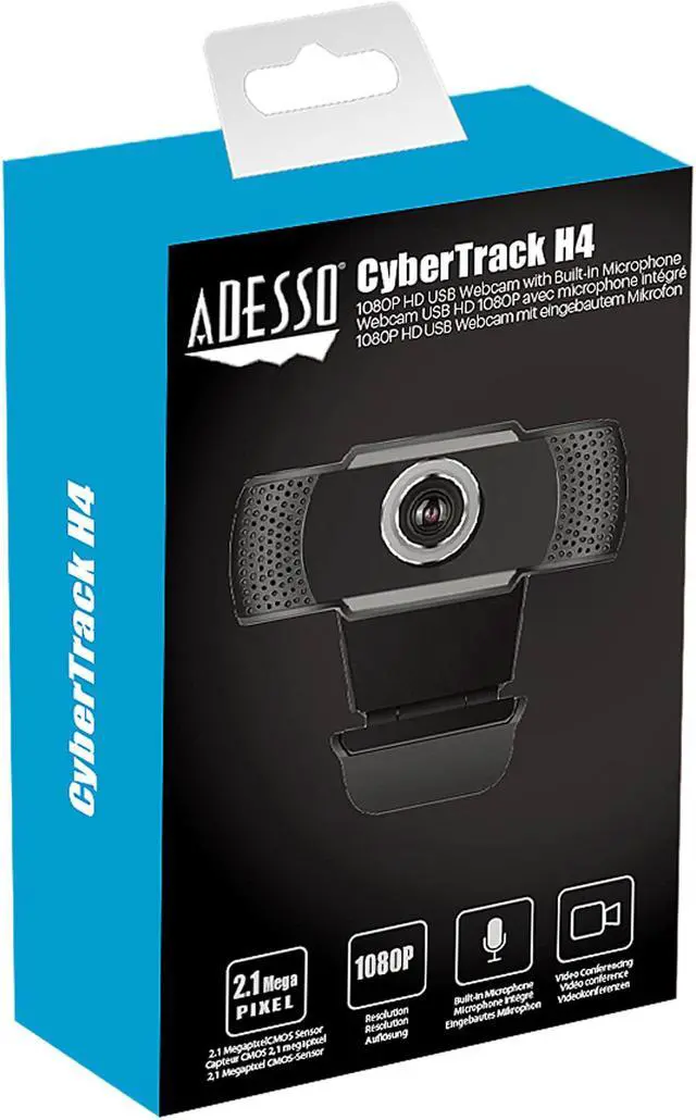 Alt view image 8 of 8 - Adesso CYBERTRACK H4 CyberTrack H4 USB 2.0 WebCam with Built-in Microphone