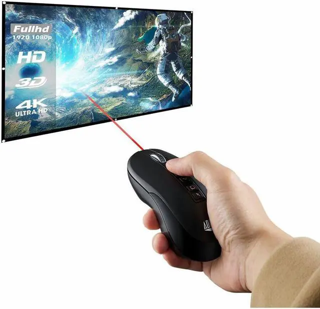 Alt view image 9 of 15 - Adesso Air Mouse Wireless Multifunctional Desktop Presenter Mouse With Laser Pointer iMouse P40