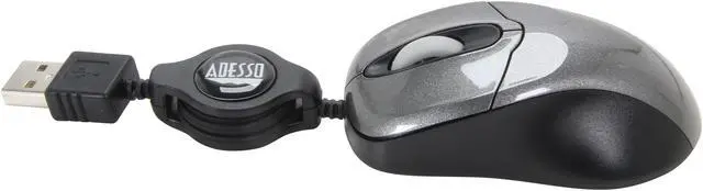 Alt view image 2 of 5 - ADESSO Mini Retractable IMOUSES1 Black 3 Buttons 1 x Wheel USB Wired Optical Mouse