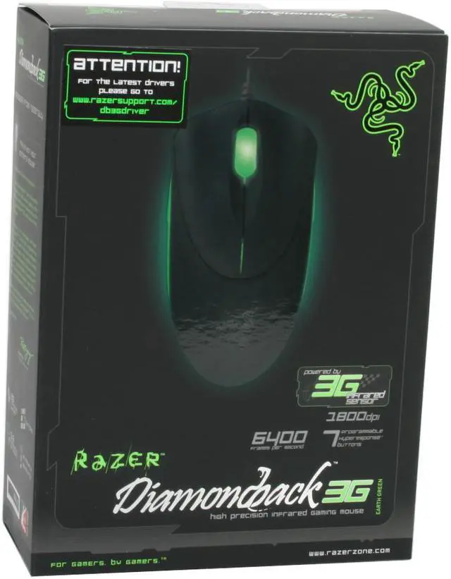 Alt view image 8 of 8 - RAZER Diamondback 3G Earth Green 7 Buttons 1 x Wheel USB 3G infrared Gaming Mouse