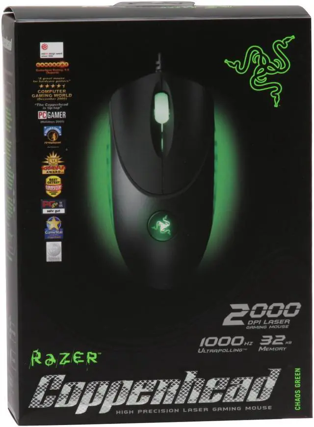 Alt view image 10 of 10 - RAZER Copperhead RZ01-00050300 Chaos Green 7 Buttons 1 x Wheel USB Optical Gaming Mouse