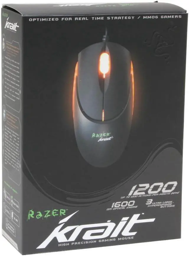 Alt view image 10 of 10 - RAZER KRAIT RZ01-00110100 Black 3 Buttons 1 x Wheel USB Wired Optical Mouse