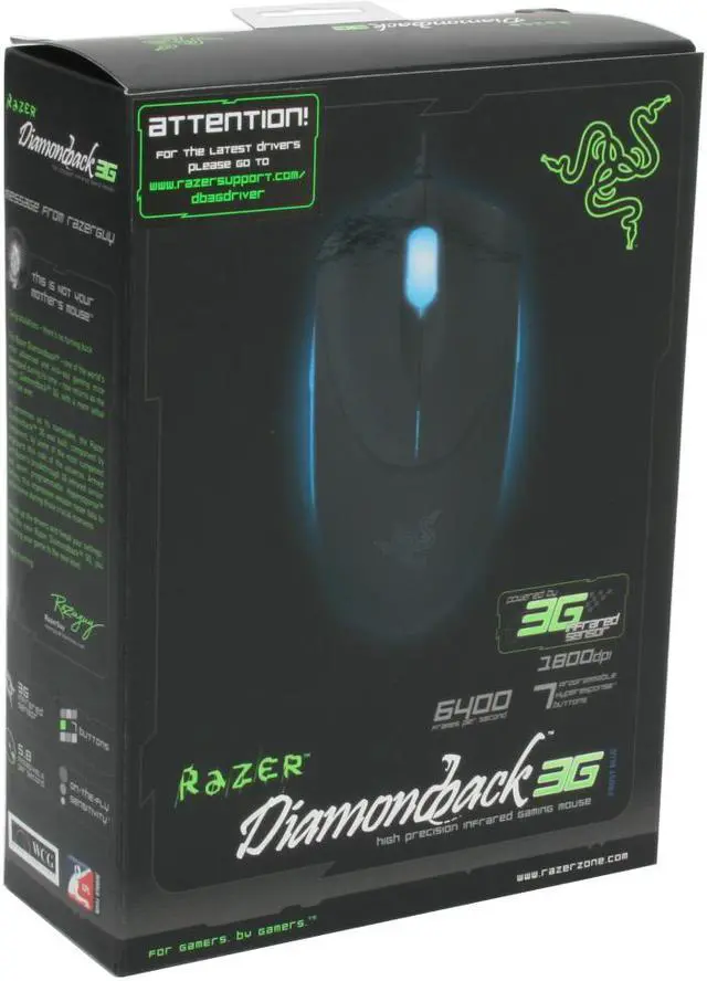 Alt view image 11 of 11 - RAZER Diamondback 3G Frost Blue 7 Buttons 1 x Wheel USB 3G infrared Gaming Mouse