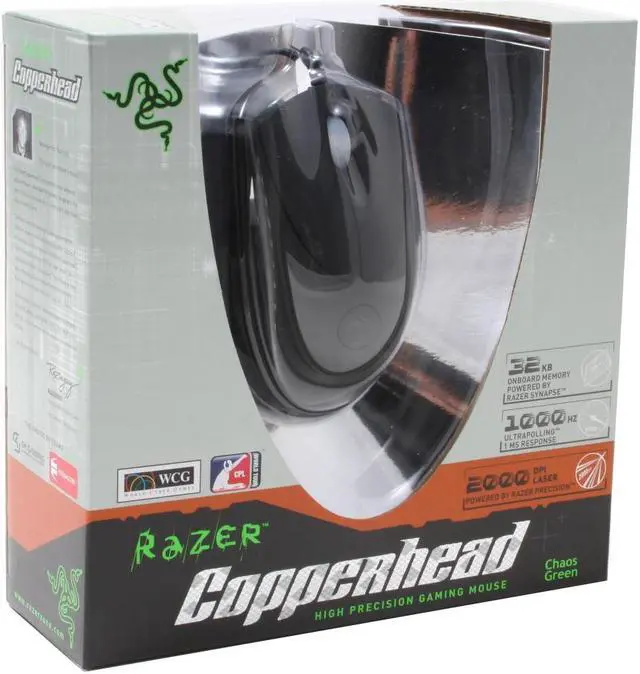 Alt view image 6 of 6 - RAZER Copperhead RZ01-00050300-R1M1 Chaos Green 7 Buttons 1 x Wheel Gold plated USB Wired Laser Engine 2000 dpi Gaming Mouse