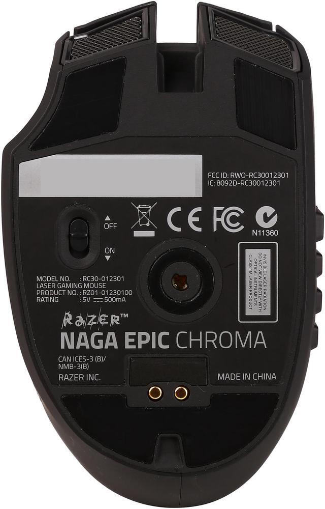 Alt view image 4 of 7 - RAZER Naga Epic Chroma RZ01-01230100 Black 19 Buttons Tilt Wheel USB Wired / Wireless Laser MMO Gaming Mouse