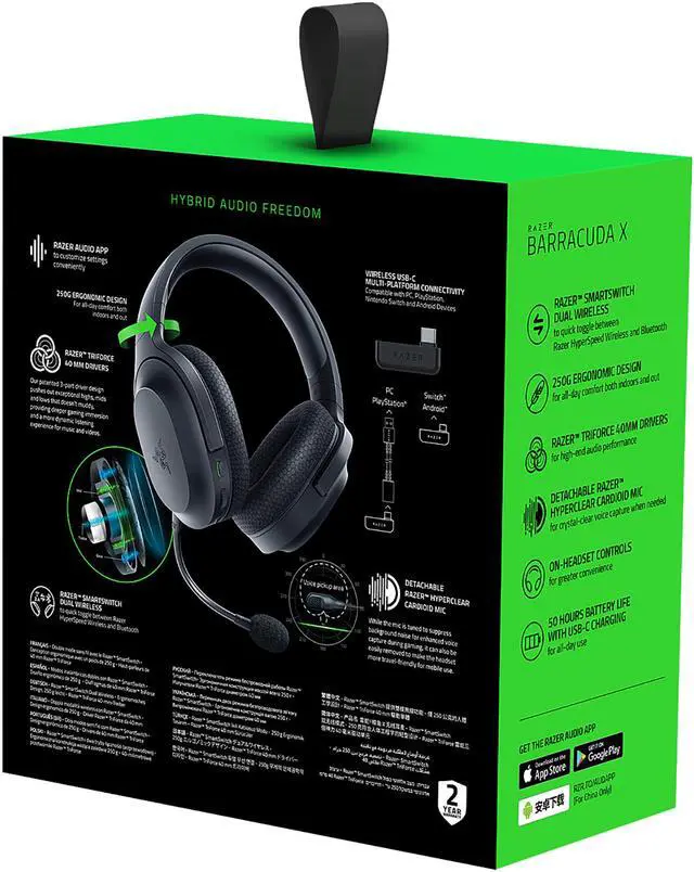 Alt view image 11 of 18 - Razer Barracuda X Wireless Multi-platform Gaming and Mobile Headset - Black