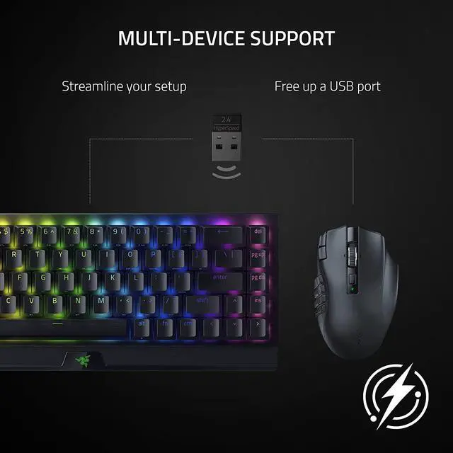 Alt view image 6 of 6 - Razer Naga V2 HyperSpeed Wireless MMO Gaming Mouse: 19 Programmable Buttons - HyperScroll Technology - Focus Pro 30K Optical Sensor - Mechanical Mouse Switches Gen-2 - Up to 400 Hr Battery Life