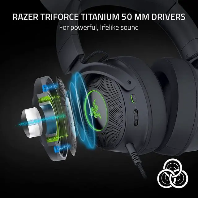 Alt view image 5 of 6 - Razer Kraken Kitty V2 Pro Wired RGB Headset: Interchangeable Ears (Kitty, Bear, Bunny) - Stream Reactive Lighting - Detachable HyperClear Cardioid Mic - 50mm Drivers - 7.1 Surround Sound - Black