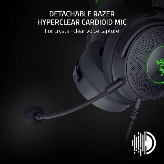 Alt view image 4 of 6 - Razer Kraken Kitty V2 Pro Wired RGB Headset: Interchangeable Ears (Kitty, Bear, Bunny) - Stream Reactive Lighting - Detachable HyperClear Cardioid Mic - 50mm Drivers - 7.1 Surround Sound - Black