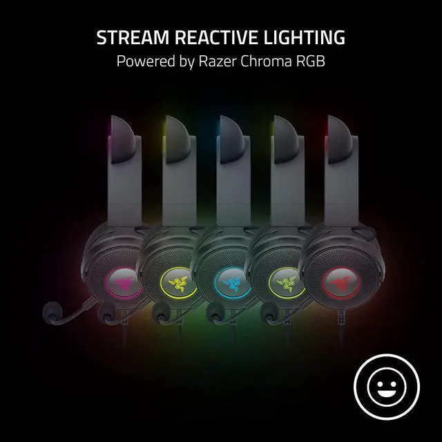 Alt view image 3 of 6 - Razer Kraken Kitty V2 Pro Wired RGB Headset: Interchangeable Ears (Kitty, Bear, Bunny) - Stream Reactive Lighting - Detachable HyperClear Cardioid Mic - 50mm Drivers - 7.1 Surround Sound - Black