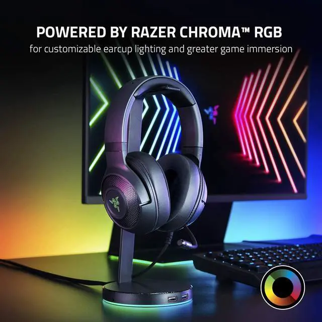 Alt view image 7 of 8 - Razer Kraken V3 X Gaming Headset: 7.1 Surround Sound - Triforce 40mm Drivers - HyperClear Bendable Cardioid Mic - Chroma RGB Lighting - for PC - Classic Black