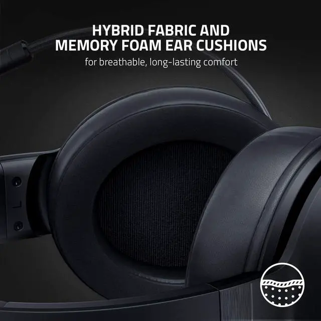 Alt view image 5 of 8 - Razer Kraken V3 X Gaming Headset: 7.1 Surround Sound - Triforce 40mm Drivers - HyperClear Bendable Cardioid Mic - Chroma RGB Lighting - for PC - Classic Black