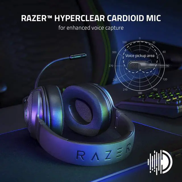 Alt view image 4 of 8 - Razer Kraken V3 X Gaming Headset: 7.1 Surround Sound - Triforce 40mm Drivers - HyperClear Bendable Cardioid Mic - Chroma RGB Lighting - for PC - Classic Black