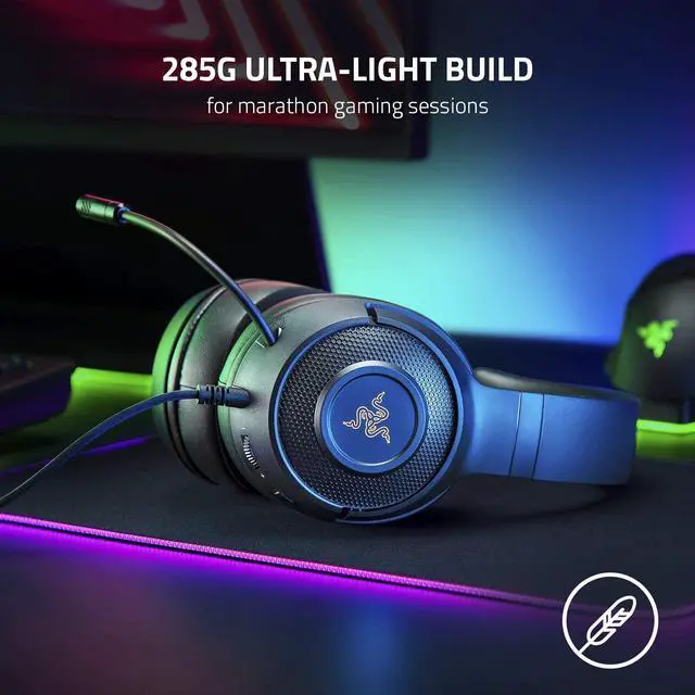 Alt view image 2 of 8 - Razer Kraken V3 X Gaming Headset: 7.1 Surround Sound - Triforce 40mm Drivers - HyperClear Bendable Cardioid Mic - Chroma RGB Lighting - for PC - Classic Black