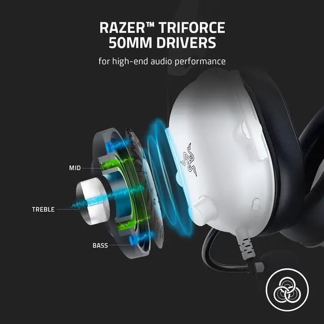 Alt view image 5 of 10 - Razer BlackShark V2 X Gaming Headset: 7.1 Surround Sound - 50mm Drivers - Memory Foam Cushion - for PC, PS4, PS5, Switch, Xbox One, Xbox Series X|S, Mobile - 3.5mm Audio Jack – White